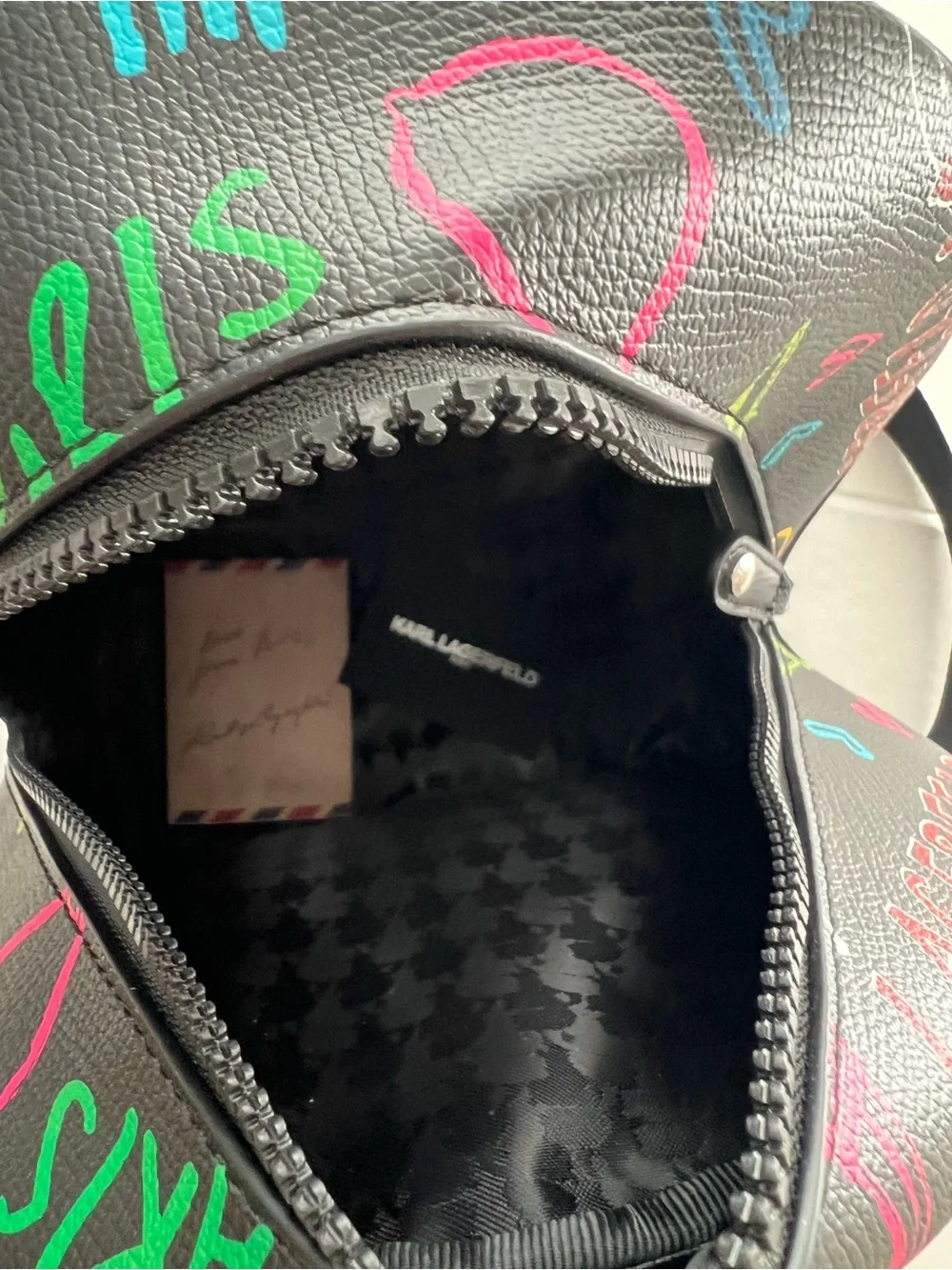 Karl Lagerfeld  Black Mini Backpack with Multicolor Graffiti